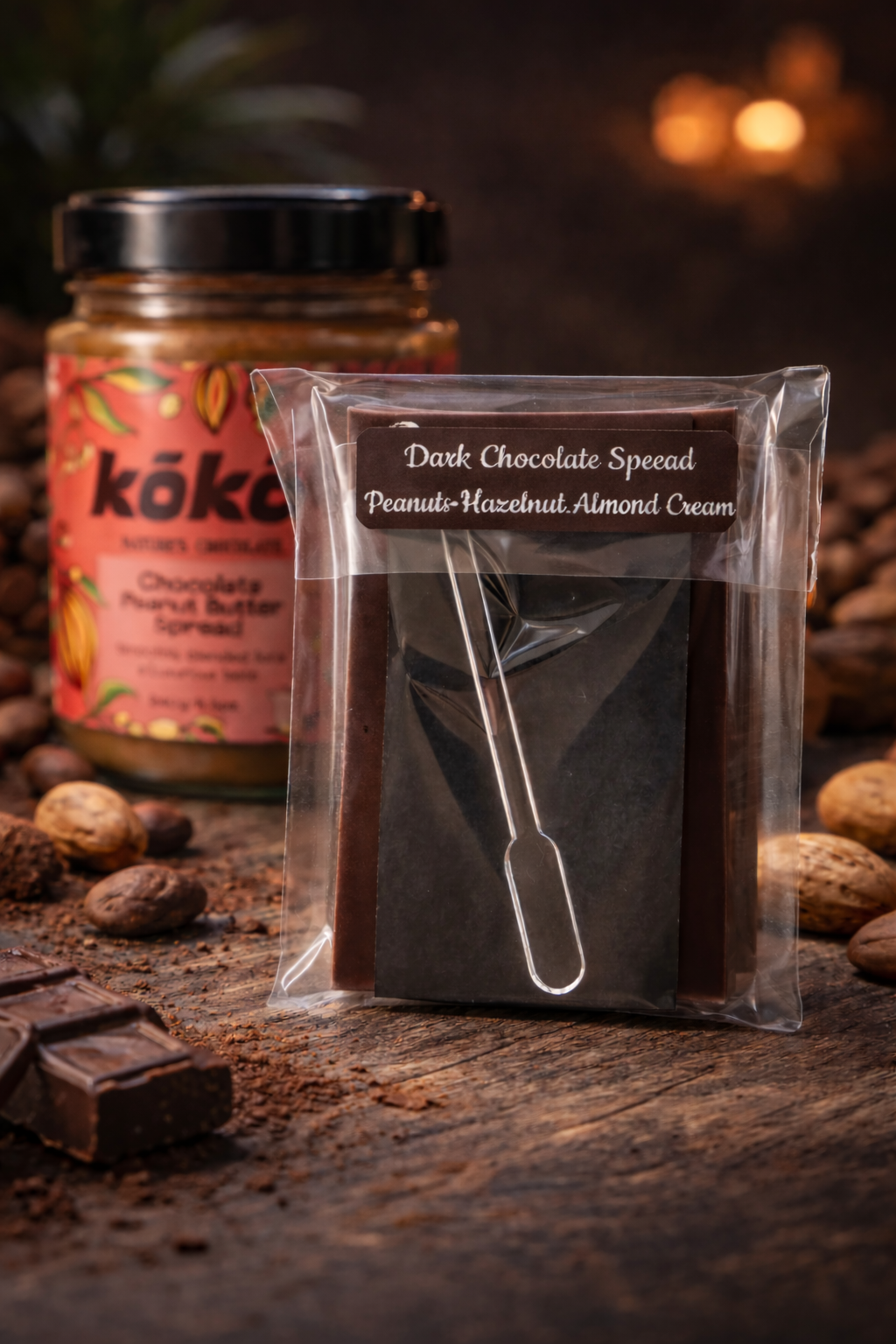 Peanut • Hazelnut • Almond Dark Chocolate Spread