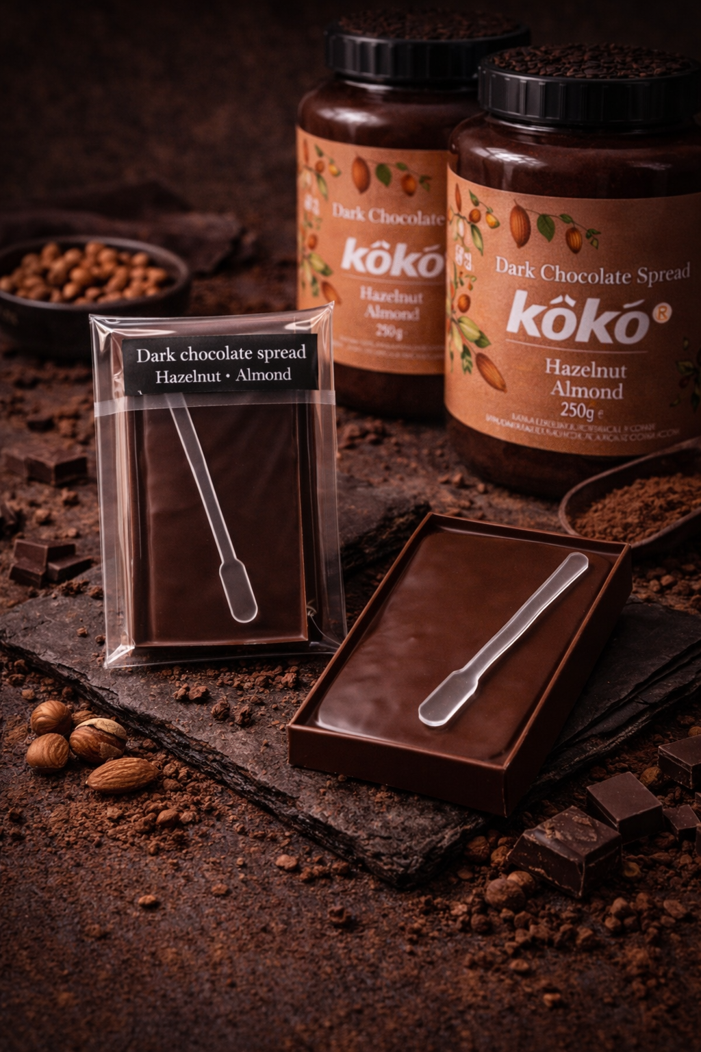 Hazelnut . Almond Dark Chocolate Spread